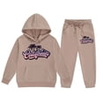 thumbnail image 4 of Zylarhe Girls Boys Sweatshirt Girls Outfits&Set Children Long Sleeve City Place Name Hoodie Top and Pants Set for Girls Khaki 4-5 Years, 4 of 4