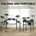 thumbnail image 4 of AODSK AED-100 Electric Drum Kit with 4 Quiet Pads, 200 Sounds, 2 Pedals - Portable Youth Beginner Set Includes Throne, Sticks & On-Ear Headphones, 4 of 9