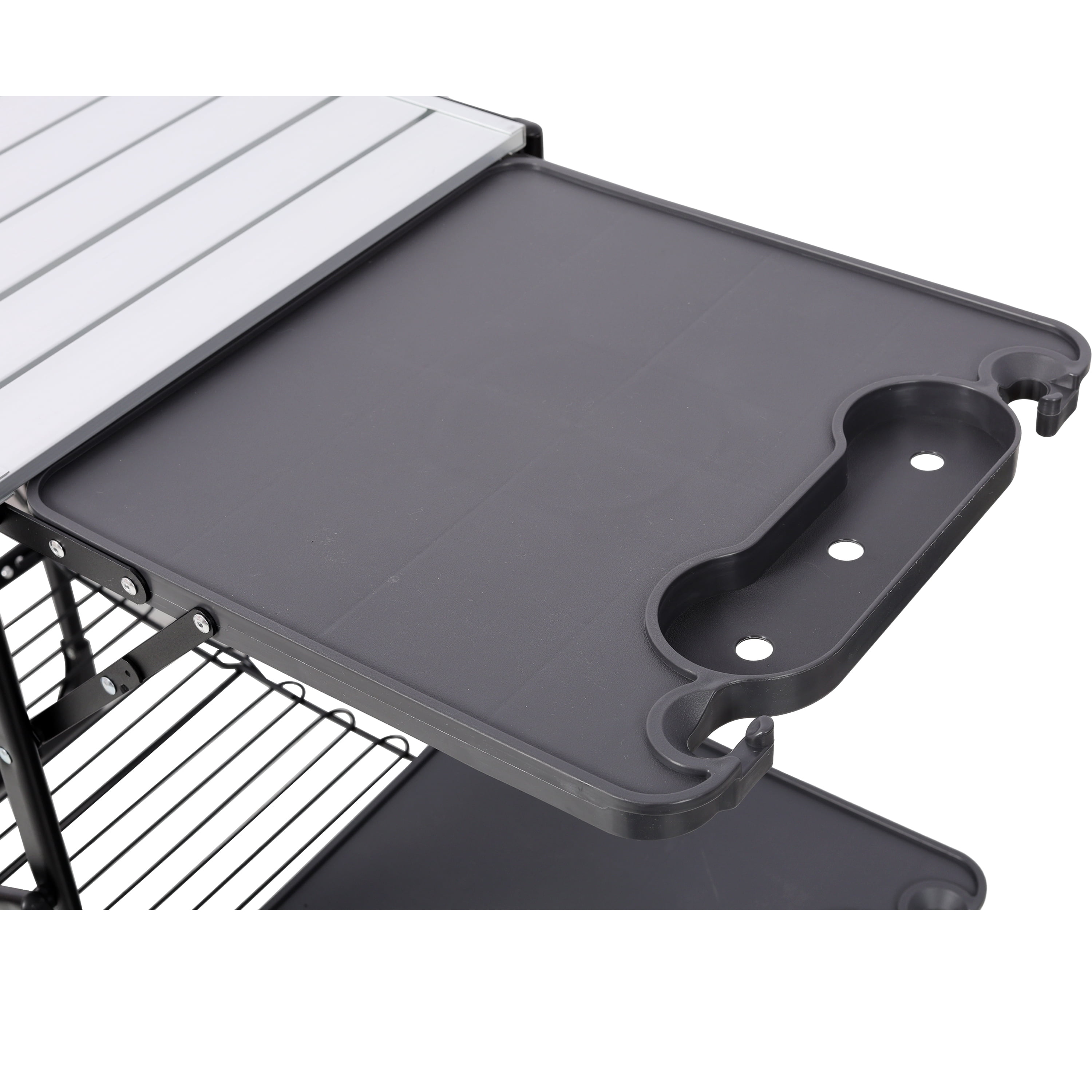 Folding Camping Kitchen Table - Portable Outdoor Cooking Station with Heat Resistant Top, 4 Side Tables, Storage Rack for Picnics & Camping Trips