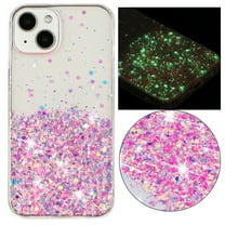 Designed for iPhone 14 Bling Glitter Case Glow in The Dark Funny Moving Liquid Shiny Sparkle Flowing Quicksands Waterfall Noctilucent Fluorescent for Women Girls Case,Pink
