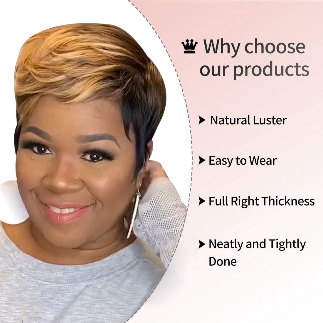 Short Pixie Cut Wigs with Bangs for Women,Ombre Grey Bob Wigs Brown Mixed  Black Color Synthetic Hair Wigs Natural Straight Fluffy Layered Hair Wig -  Walmart.com