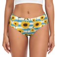thumbnail image 1 of Fotbe White Blue Striped Sunflower Calzones Estampados para Mujer – Ropa Interior de Algodón, Cómoda, Suave y Elástica-3X-Large, 1 of 6