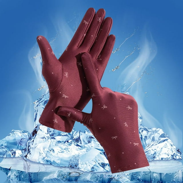 Gants Mitaines Rouges Unisexes Sensation de Glace Gants de Protection Solaire en Soie Glacée pour Pêche en Plein Air