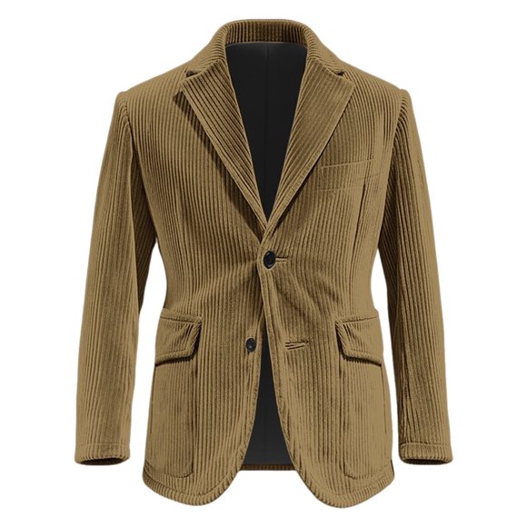 Lcziwo Men Christmas Suit Jacket Corduroy Holiday Party Plain Blazers Three Button Casual Business Sport Coat Single Breasted Lapel Jackets Khaki,XL