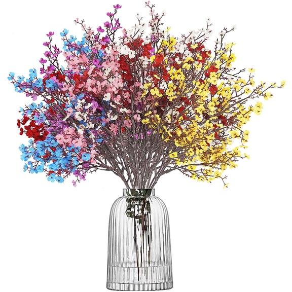 GRNSHTS 6 Pcs Babys Breath Artificial Flowers Bulk Fake Silk Flowers Real Touch Faux Gypsophila Bouquet for Home Outdoors Wedding Office Table Garden Party Bathroom Decor