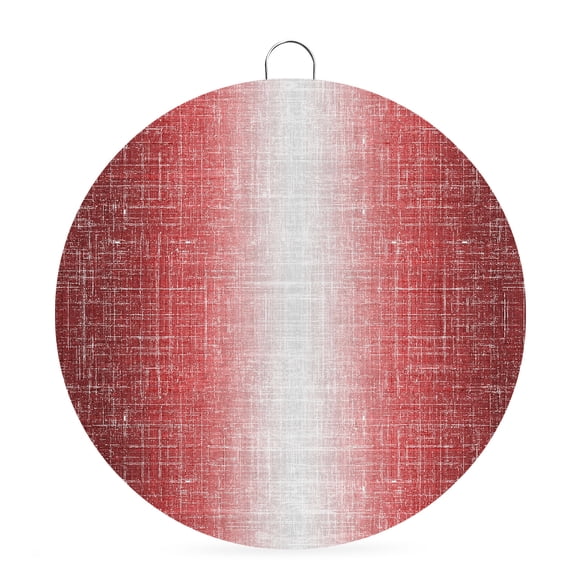 Welcome Sign for Front Door, Vintage Crimson Red Gray Round Metal Wall Art Wreaths, Abstract Linen Texture Modern Outdoor Indoor Wall Hanging Sign for Porch Decor Housewarming Gifts 7.9 Inch
