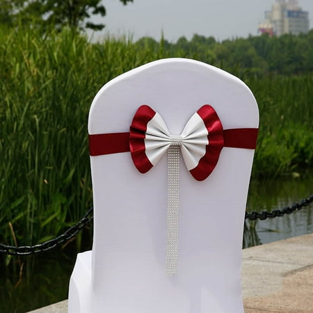 

Wedding Elastic bow Tie Props Chair Cover Flower Hotel Ribbon Party Decoration Stretch New
