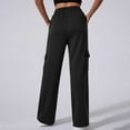 thumbnail image 4 of Pantalones deportivos de cintura alta y pierna ancha con bolsillos para mujer: pantalones joggers informales y prácticos para ropa deportiva, tejido Dacron, 4 of 5