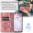 thumbnail image 3 of SaniMore for Samsung Galaxy S24 Ultra Case, PU Leather Embosed Mandala Flower Wallet Protective Phone Cover Card Slots Pocket Purse Women Men Kickstand Vintage Shockproof Anti-fall Shell, Pink, 3 of 8