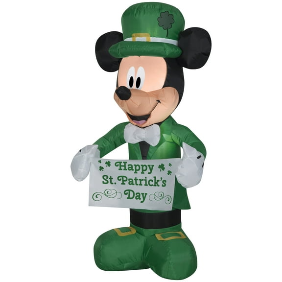 Gemmy  Airblown Inflatable St. Patrick's Day Mickey Mouse, 3.5 ft Tall, green - 42.13x19.69x23.23