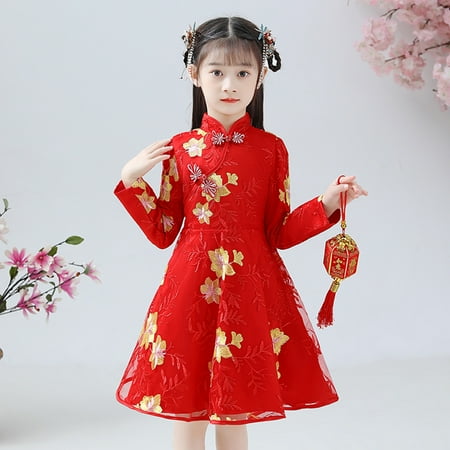 

Binmer Toddler Baby Kid Girl Lunar Chinese New Year Tang Suit Princess Dresses Clothes
