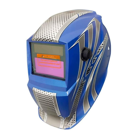 Careta Electronica Profesional De Oscurecimiento Automatico Para Soldar Azul Con Franjas Grises Adir 6713