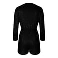 thumbnail image 4 of Lenpel Women's Sequin Rompers Sparkly Wrap V Neck Belted Lantern Long Sleeve Short Jumpsuits Party Club Dance Outfits, 4 of 6