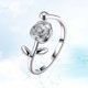 thumbnail image 3 of Anillo abierto de plata de ley S925 con diseño de flor de rosa y apertura ajustable para mujer., 3 of 7
