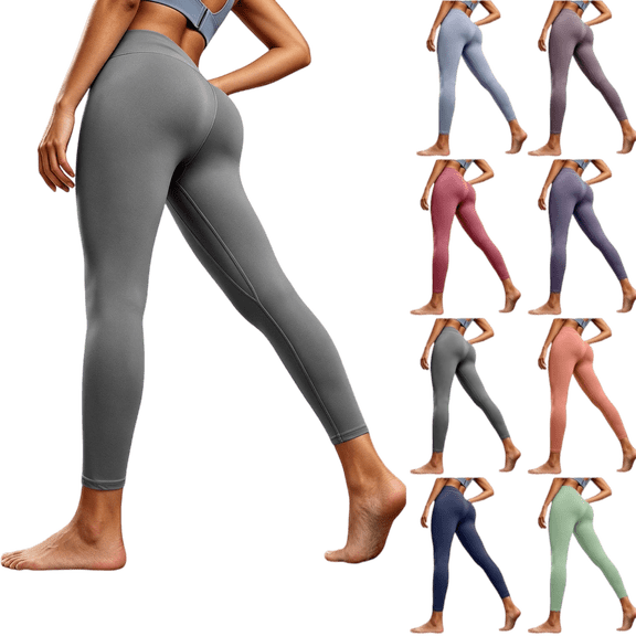 ATENAR Leggings for Women,Womens Leggings,Cozy,Solid,Casual,Soft,Gray,L