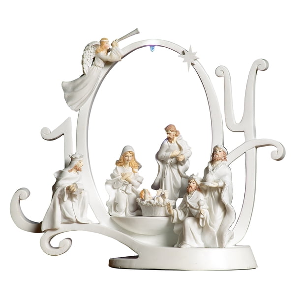 Collections Etc Lighted Joy Nativity Christmas Scene Holiday Indoor