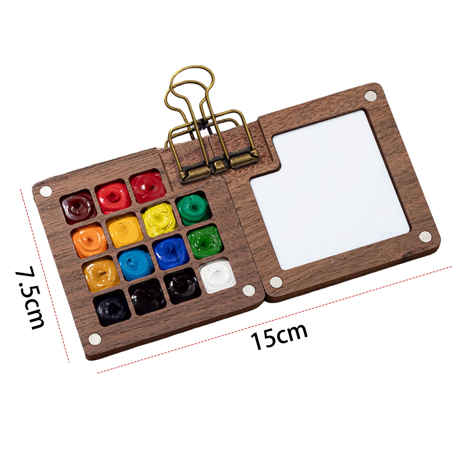 HAHUT Mini Watercolor Paint Set, Portable Artist Palette Sets with 24 Colors, Binder Clip, Sketchbook, Water Brush Pen & Wooden Paint Box for Artists Students Painters