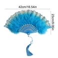 thumbnail image 3 of Feather Fan Foldable Handheld Flapper Fan with Feathers,Vintage Embroidered Fan for Women Costume Party Wedding Dancing Show Decoration Chinese Hand Fan, 3 of 7