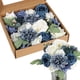 thumbnail image 1 of (Azul dalia) (19 flores: 2 dalias, 2 peonías, 4 rosas felices, 2 rosas de ángel, 4 rosas felices, 3 rosas, 2 bolas universales) Ramo de rosas simuladas hecho a mano Regalo de decor, 1 of 10