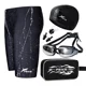 thumbnail image 4 of Bañador de cinco puntos de secado rápido para hombre, impermeable, gorro de baño con estampado de piel de tiburón y gafas, 4 of 4