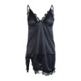 thumbnail image 2 of VISgogo Camisón sexy para mujer, sin mangas, cuello en V profundo, encaje, patchwork, bata de seda, vestido, ropa de dormir suave VISgogo moda, 2 of 6