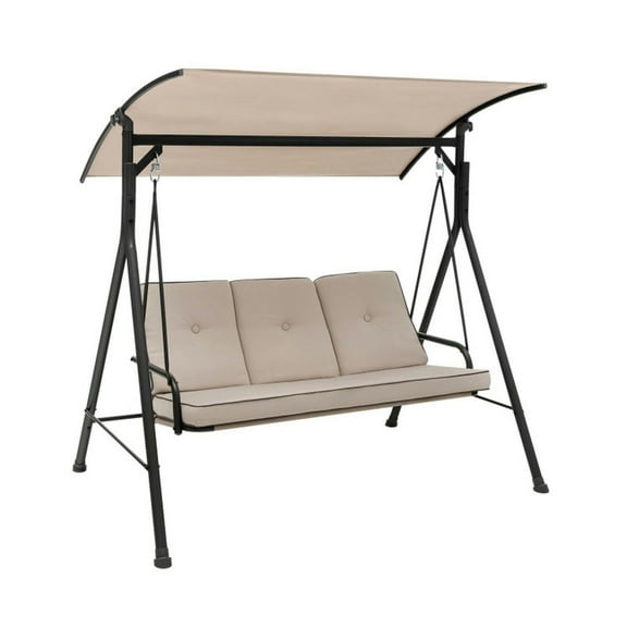 Topcobe 3-Person Outdoor Patio Porch Swing with Adjustable Canopy and 900 Lbs Weight Capacity, Outdoor Patio Furniture for Balcony Garden Backyard