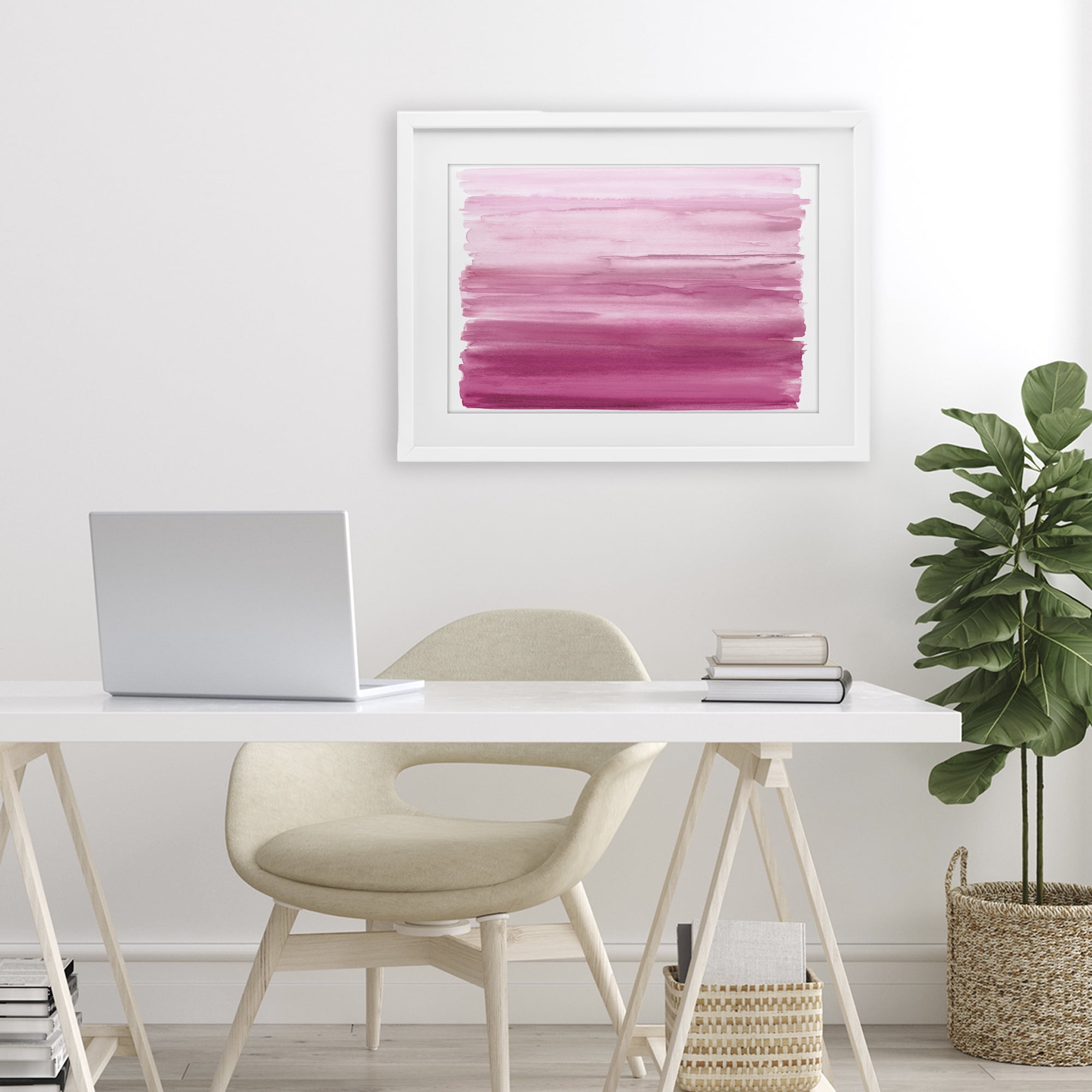 Stupell Industries Ombre Pink Blush White Framed Print Under Glass, design by Allie Corbin