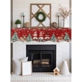 thumbnail image 3 of Red Christmas Fireplace Mantle Scarf, Gnomes Xmas Tree Poinsettia Eucalyptus Mantel Cover Table Runner for Home Living Room Door Window, Indoor Outdoor Holiday Party Decor 17" x 70", 3 of 6
