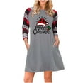 thumbnail image 1 of Vente de Liquidation Robes d'Été pour Femmes 2023 Manches Longues Impression Numérique Robe Col Rond Midi Ajustée et Évasée Mode Tendance Élégante Fête Boîte de Nuit Vacances Retour à la Maison Robe Ligne A Ourlet Fluide Froncée, 1 of 5