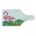thumbnail image 1 of Tropical Cutting Board, Exotic Nature Botanical Art Leaves and Flamingo Watercolors Print, Decorative Tempered Glass Cutting and Serving Board, Wine Bottle Shape, Green Pink Blue, by Ambesonne, 1 of 1