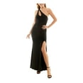 thumbnail image 3 of JUMP APPAREL Womens Black Cut Out Ruched Slit Lined Sleeveless Asymmetrical Neckline Full-Length Evening Gown Dress 5\6, 3 of 4