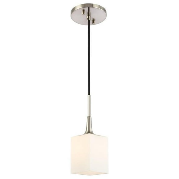 Woodbridge Lighting Chelsea 1-Light Glass & Steel Mini Pendant in Satin Nickel
