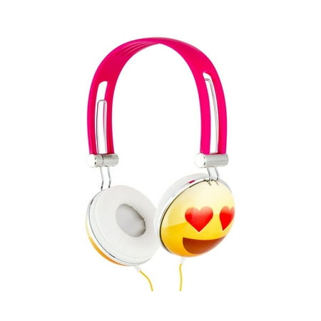Emoji Overhead Stereo Headphones, Heart Eyes