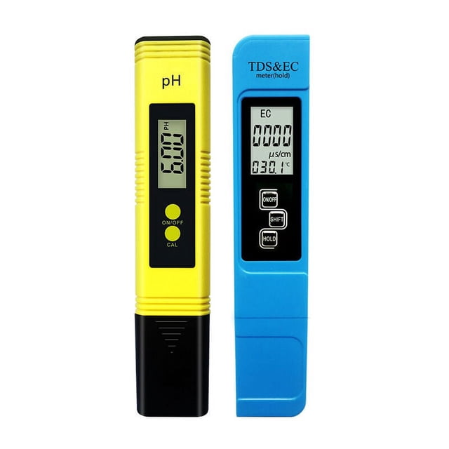 Probador de calidad del agua PH 2 en 1 Juego 0 9990 PPM Rango de medición Resolución 1 PPM Precisión de lectura del 2% Medidor de pH amarillo + Bolígrafo azul tds&ec