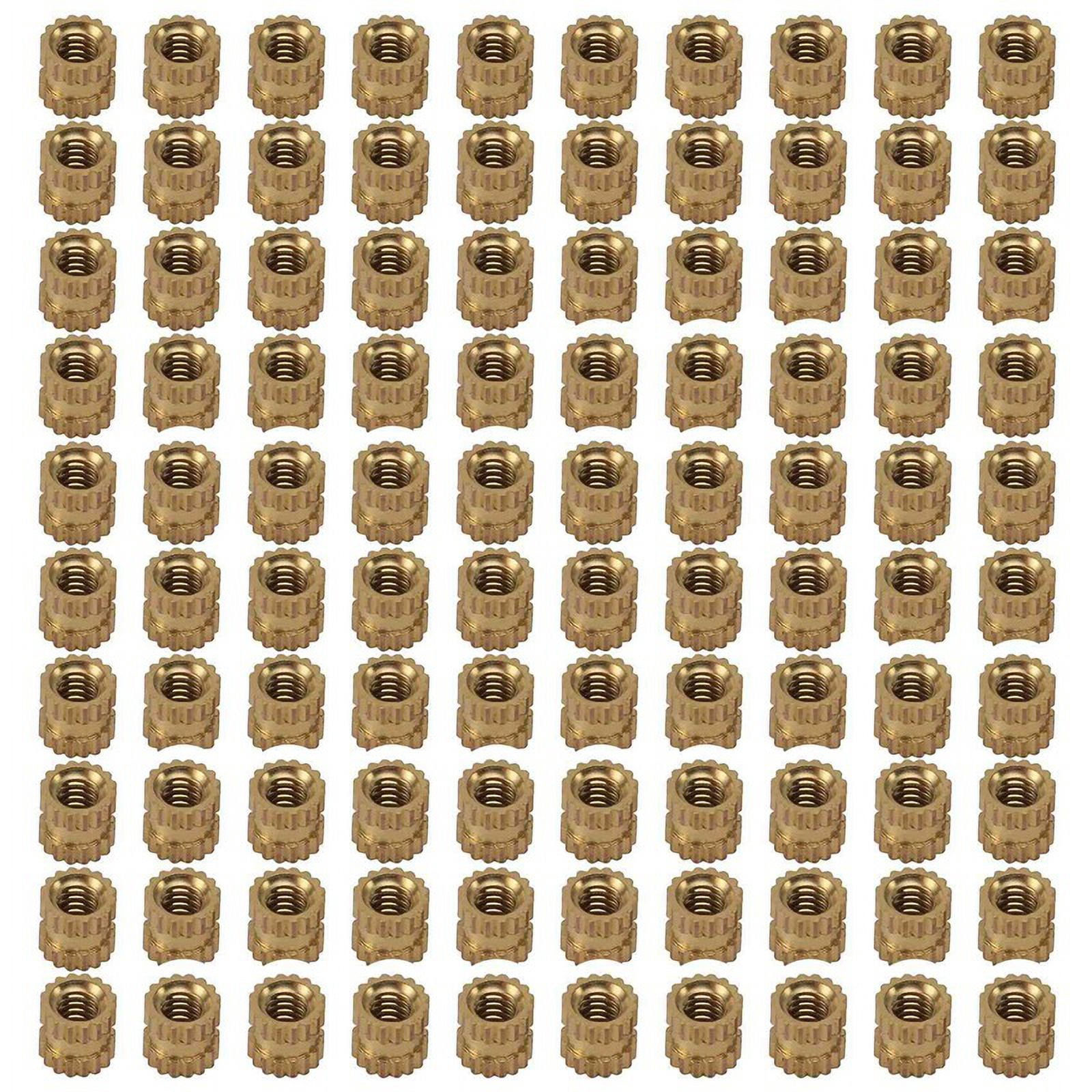 M2 x 3mm Brass Cylinder Knurled Threaded Round Insert Embedded Nuts 500Pcs