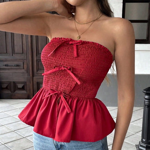 mfyjkho Camisetas Sin Mangas Para Mujer, Camiseta De Verano Para Mujer Con Decoración De Color Liso, Cuello Redondo, Manga Corta, A La Moda Vestidos Maxi Para Mujer M