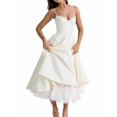 thumbnail image 2 of Wedding Guest Dresses for Women Spaghetti Straps Corset Homecoming Floral Lace Maxi Prom Dresses Cream White M, 2 of 9