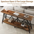 thumbnail image 5 of 69" Narrow Console Table for Entryway, 2-Shelves Wooden Sofa Table Behind Couch, Farmhouse Skinny Entryway Table , Brown, 5 of 11
