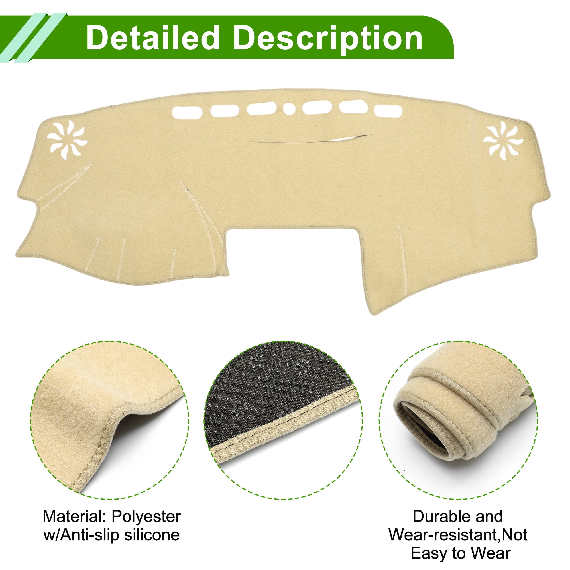 Dashboard Cover for Toyota Camry 2007-2011 Non-Slip Interior Dash Cover Mat Polyester Silicone