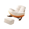 thumbnail image 3 of Mecedora individual con taburete reposapiés, sofá perezoso, sillón con otomana, cojín acolchado, mecedora reclinable para jardín y patio fondo naranja, 3 of 8