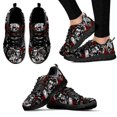 thumbnail image 1 of Zapatillas deportivas con estampado de calavera de azúcar azul para niña, zapatos cómodos y transpirables con estampado de rosas en 3D y mariposas, zapatillas informales para mujer, 1 of 6