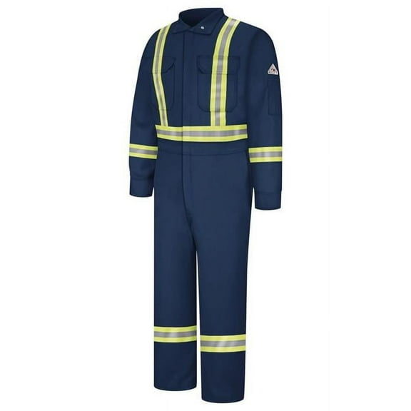 Bulwark CLBCNV-RG-48 Mens Midweight FR Premium Coverall with Reflective Trim, Navy - Size 48 - Regular