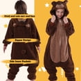 thumbnail image 6 of SWEETXIN Kids Bear Onesie Pajamas Plush Costume Cosplay Sleepwear for Girls Boys Jumpsuit 12Years, 6 of 7