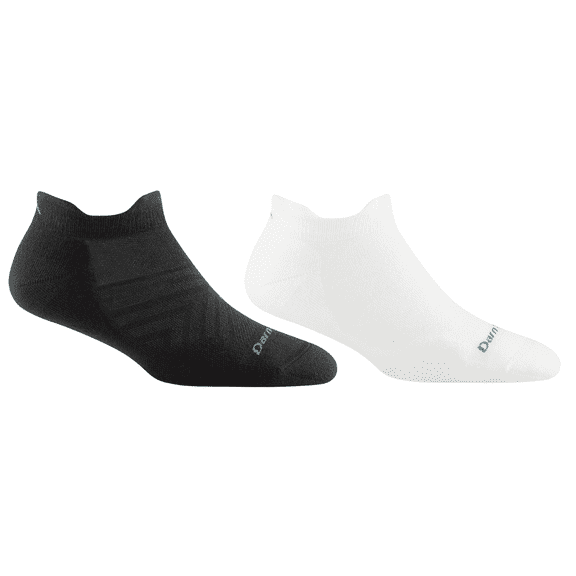 Darn Tough Women's Run Coolmax Variety Pack No Show Tab Ultra-Lightweight Running Socks with Cushion, Medium Size, Black & White