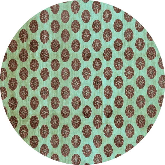 Ahgly Company Indoor Round Abstract Light Blue Modern Area Rugs, 4' Round
