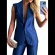 thumbnail image 1 of Conjuntos de 2 Piezas para Mujer: Chaleco Sin Mangas y Pantalón , Conjunto de Blazer Informal de Negocios. Azul S, 1 of 7
