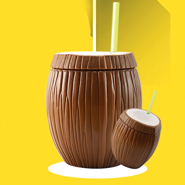 Tasse en Forme de Fruit Double Couche Paille Isolation Froide Étanche Tasse en Plastique pour l'Été Type2 300mL-500mL