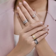 JeenMata 1.25 Carat Round Cut Moissanite Wedding Set - Bridal Set - Infinity Ring - Forever Ring - Promise Ring - 18k White Gold Plated for Women