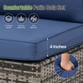 thumbnail image 4 of LazySunsets 6-Piece Outdoor Wicker Patio Conversation Set, Grey Rattan Sofa with Navy Blue Cushions, Tempered Glass Coffee Table for Backyard Garden Deck, 4 of 7