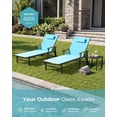 thumbnail image 5 of Set of 2 Aluminum Chaise Lounge Chair Wheels Armrests, 5-Position Patio Pool Chair 400lb,Blue, 5 of 8